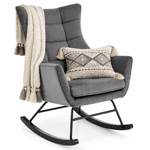 Tapicerowany popielaty bujany fotel C9-B06 ze sklepu Edinos.pl w kategorii Fotele - zdjęcie 189035223