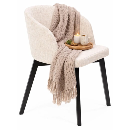 Kremowe Pluszowe Krzesło Kubełkowe E6-S40 ze sklepu Edinos.pl w kategorii Krzesła - zdjęcie 189035230