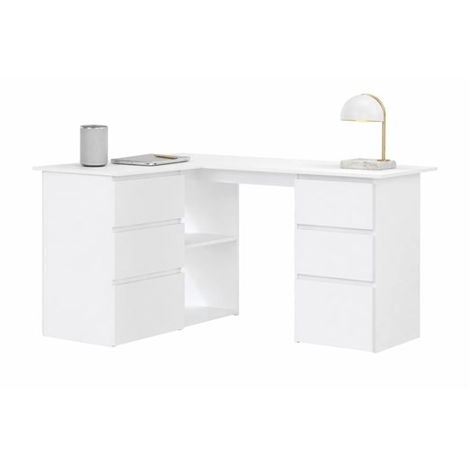 Białe Komputerowe Biurko Narożne W5-M30 ze sklepu Edinos.pl w kategorii Biurka i sekretarzyki - zdjęcie 189035240
