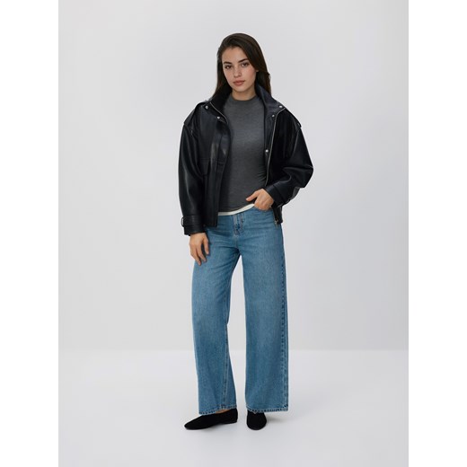 Reserved - T-shirt z wiskozą - ciemnoszary ze sklepu Reserved w kategorii Bluzki damskie - zdjęcie 189042151