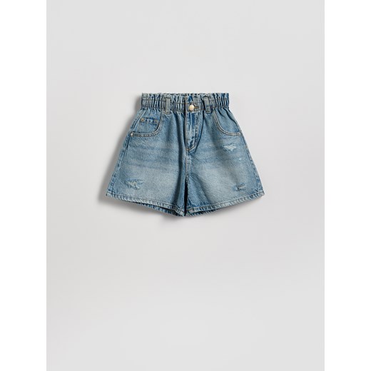 Reserved - Jeansowe szorty paperbag - niebieski ze sklepu Reserved w kategorii Spódnice dziewczęce - zdjęcie 189067584