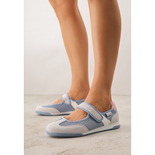 Niebieskie Tenisówki w Stylu Balerinek z Napisem Emitanela ze sklepu born2be.pl w kategorii Balerinki - zdjęcie 189080264