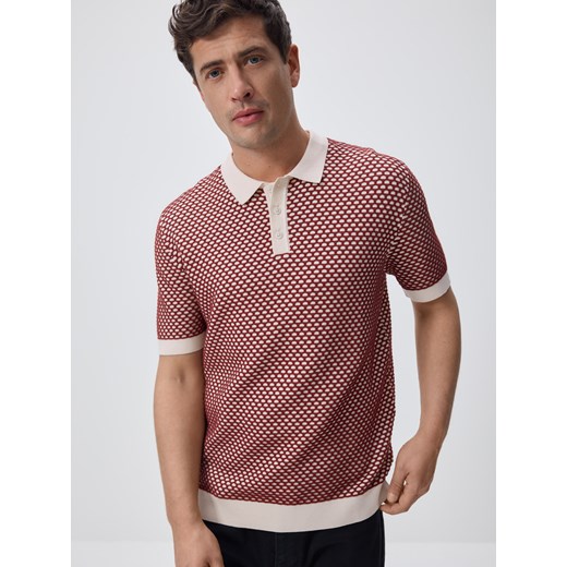 Reserved - Bawełniany sweter polo - czerwony ze sklepu Reserved w kategorii Swetry męskie - zdjęcie 189080810