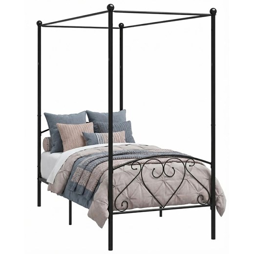 Czarne Metalowe Łóżko Z Baldachimem 120X200 Cm R5-R19 ze sklepu Edinos.pl w kategorii Łóżka i materace - zdjęcie 189085874