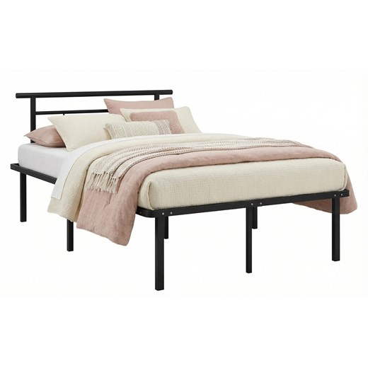 Czarne metalowe łóżko z zagłówkiem 120x200 cm F3-T06 ze sklepu Edinos.pl w kategorii Łóżka i materace - zdjęcie 189085880