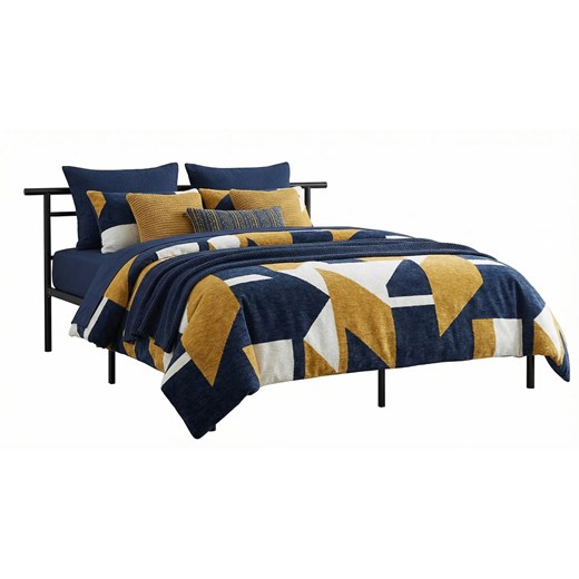 Czarne metalowe łóżko z zagłówkiem 180x200 cm L3-T10 ze sklepu Edinos.pl w kategorii Łóżka i materace - zdjęcie 189085881