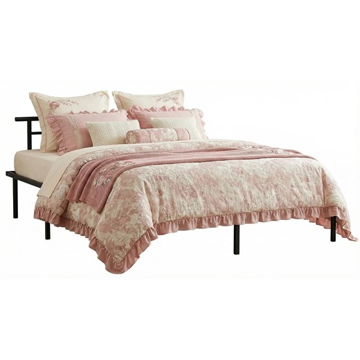 Czarne metalowe łóżko małżeńskie 200x200 cm A4-E98 ze sklepu Edinos.pl w kategorii Łóżka i materace - zdjęcie 189085882