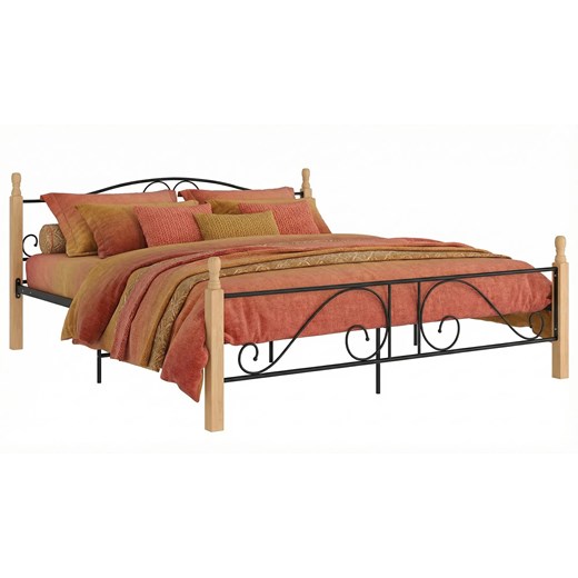 Łóżko małżeńskie czarny + jasny dąb 180x200 cm G4-T29 ze sklepu Edinos.pl w kategorii Łóżka i materace - zdjęcie 189085893