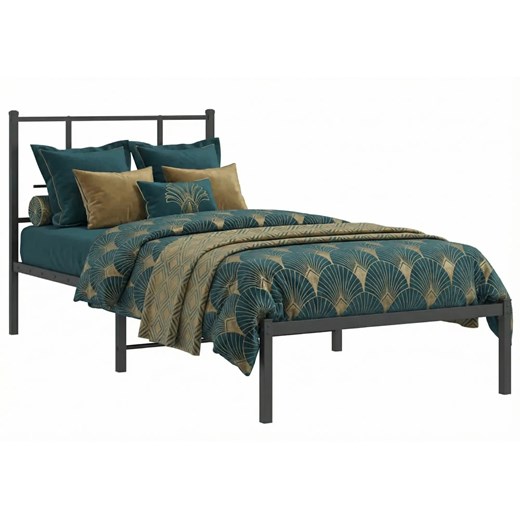 Czarne metalowe łóżko małżeńskie 100x200 cm - Laxo ze sklepu Edinos.pl w kategorii Łóżka i materace - zdjęcie 189085910