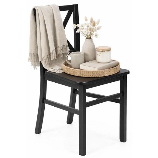 Czarne drewniane krzesło do stołu G7-C50 ze sklepu Edinos.pl w kategorii Krzesła - zdjęcie 189085922