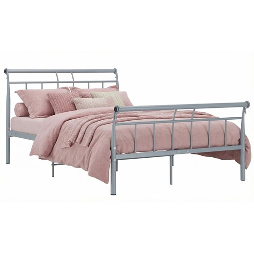 Szare metalowe łóżko dwuosobowe 140x200 cm A2-T43 ze sklepu Edinos.pl w kategorii Łóżka i materace - zdjęcie 189098753