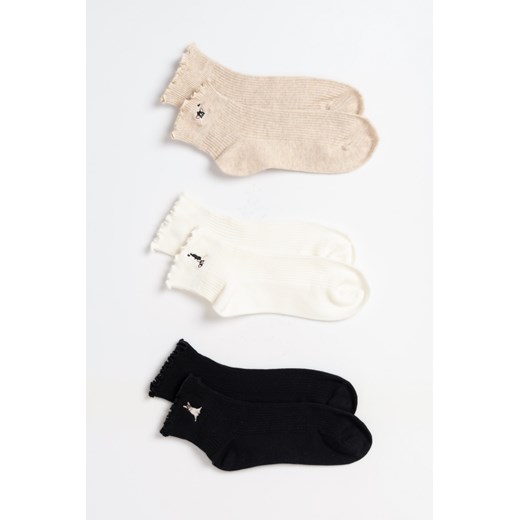 Skarpety z ozdobnym haftem 3-PAK, Rozmiar -  31, Kolor - Multikolor ze sklepu REPORTER w kategorii Skarpetki dziecięce - zdjęcie 189107300