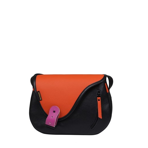 czarno pomarańczowa torebka damska skórzana listonoszka na ramię  Mo ze sklepu Słoń Torbalski w kategorii Listonoszki - zdjęcie 189136512