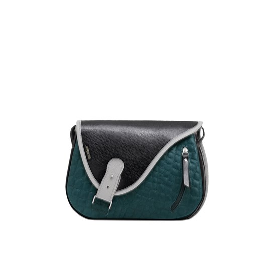 zielono czarna torebka damska skórzana na ramię - model Mouse ze sklepu Słoń Torbalski w kategorii Listonoszki - zdjęcie 189136520