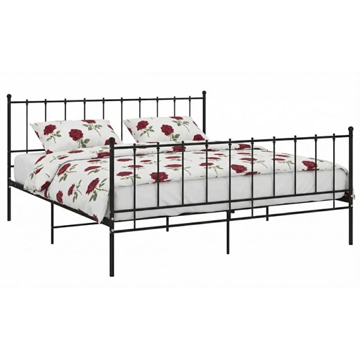 Czarne metalowe łóżko w stylu industrialnym 140x200 cm - Laxi ze sklepu Edinos.pl w kategorii Łóżka i materace - zdjęcie 189172491