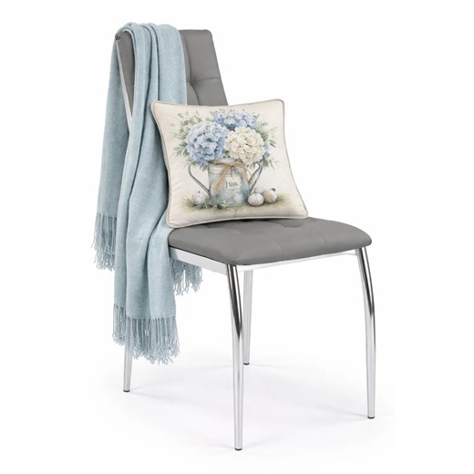 Popielate Krzesło Metalowe Nowoczesne Pikowane T7-W74 ze sklepu Edinos.pl w kategorii Krzesła - zdjęcie 189172524