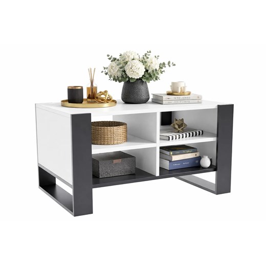 Nowoczesny prostokątny stolik kawowy czarny + biały H7-L01 ze sklepu Edinos.pl w kategorii Stoliki kawowe - zdjęcie 189172533