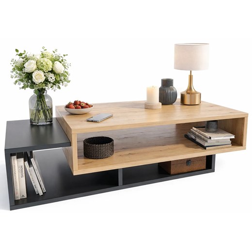 Nowoczesny stolik kawowy dąb artisan + czarny G7-F02 ze sklepu Edinos.pl w kategorii Stoliki kawowe - zdjęcie 189172542