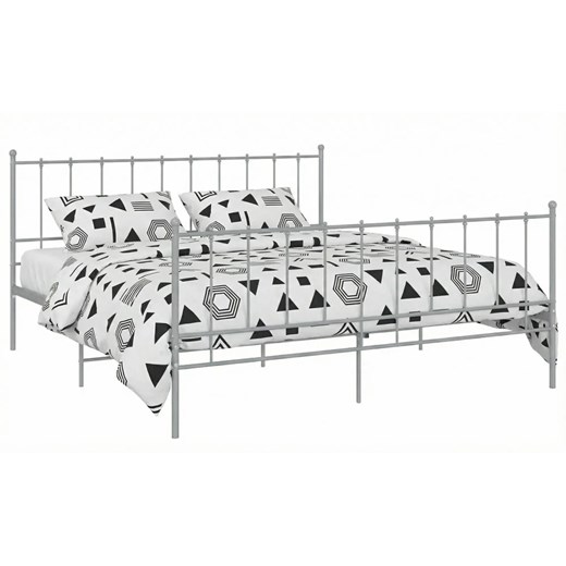 Szare metalowe łóżko małżeńskie 200x200 cm N8-F57 ze sklepu Edinos.pl w kategorii Łóżka i materace - zdjęcie 189172581