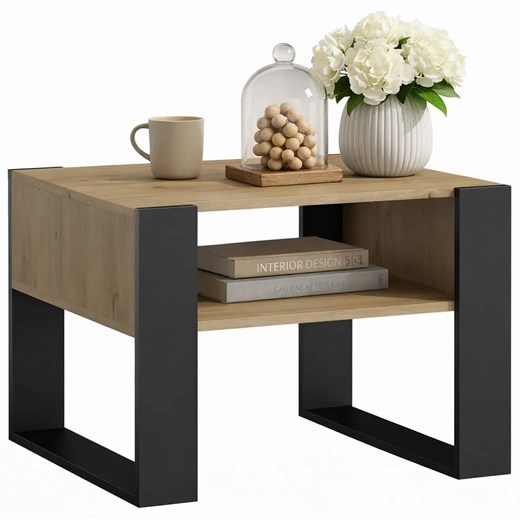 Stolik Kawowy Nowoczesny Dąb Artisan+Czarny S4-W75 ze sklepu Edinos.pl w kategorii Stoliki kawowe - zdjęcie 189172593