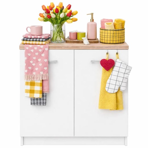 Biała komoda z półkami L2-F68 ze sklepu Edinos.pl w kategorii Komody - zdjęcie 189172623