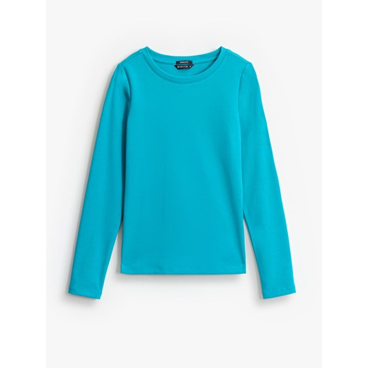 Mohito - Longsleeve basic z modalem - turkusowy ze sklepu Mohito w kategorii Bluzki damskie - zdjęcie 189207040