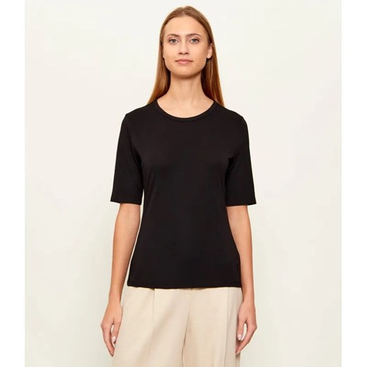BOSS BLACK T-shirt EVYTA | Slim Fit | z dodatkiem jedwabiu ze sklepu Gomez Fashion Store w kategorii Bluzki damskie - zdjęcie 189219772