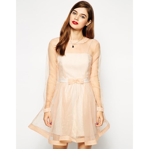 ASOS Dolly Bow Prom Dress - Nude