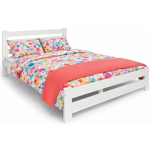 Białe podwójne drewniane łóżko 120x200 A3-P64 ze sklepu Edinos.pl w kategorii Łóżka i materace - zdjęcie 189227924