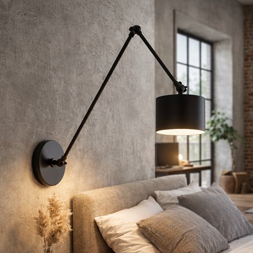 Czarny regulowany kinkiet ścienny na wysięgniku TESNUS ze sklepu Lysne w kategorii Lampy ścienne - zdjęcie 189238543