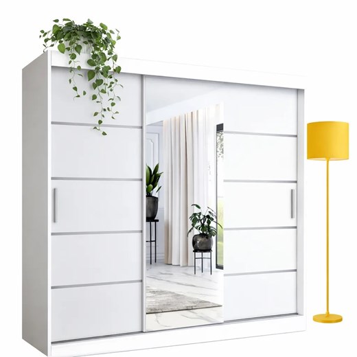 Szafa przesuwna 200 cm biały mat B9-W05 ze sklepu Edinos.pl w kategorii Szafy - zdjęcie 189241830