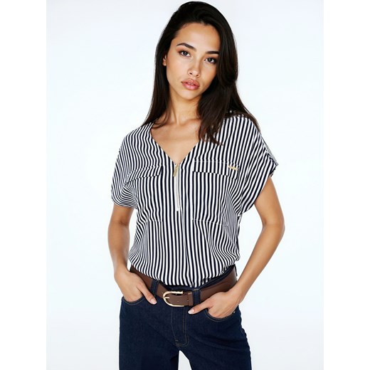 Mohito - Bluzka z wiskozy w paski - biały ze sklepu Mohito w kategorii Bluzki damskie - zdjęcie 189257863