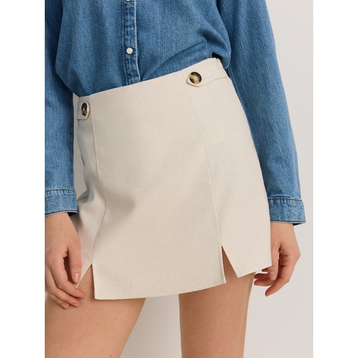 Reserved - Spódnico-szorty z wiskozą - beżowy ze sklepu Reserved w kategorii Spódnice - zdjęcie 189259653