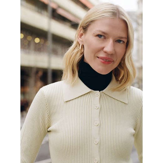 Reserved - Kardigan z kołnierzykiem - jasnozielony ze sklepu Reserved w kategorii Swetry damskie - zdjęcie 189270712