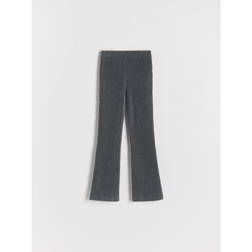 Reserved - Prążkowane spodnie flare - ciemnoszary Reserved 158 (12 lat) okazyjna cena Reserved