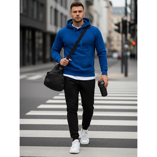 Dres męski niebiesko-czarny Dstreet AX0629 ze sklepu DSTREET.PL w kategorii Dresy męskie - zdjęcie 189276744