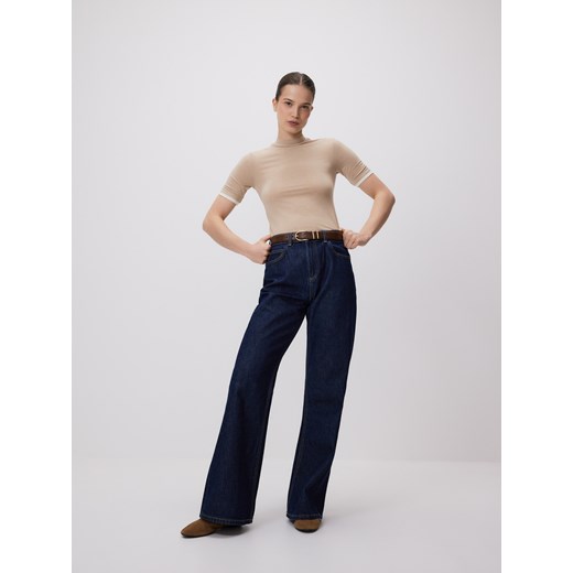 Reserved - T-shirt z wiskozą - beżowy ze sklepu Reserved w kategorii Bluzki damskie - zdjęcie 189276990