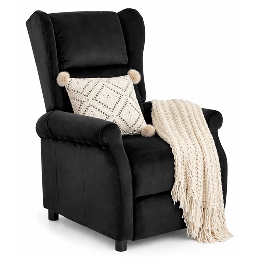 Czarny rozkładany fotel uszak T2-D27 ze sklepu Edinos.pl w kategorii Fotele - zdjęcie 189278251