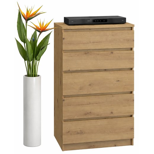 Klasyczna komoda z 5 szufladami dąb artisan C6-K90 ze sklepu Edinos.pl w kategorii Komody - zdjęcie 189278301