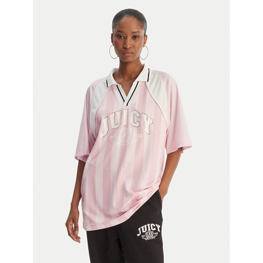 Juicy Couture Polo Juicy Football JCSCT126407 Różowy Oversize ze sklepu MODIVO w kategorii Bluzki damskie - zdjęcie 189279072