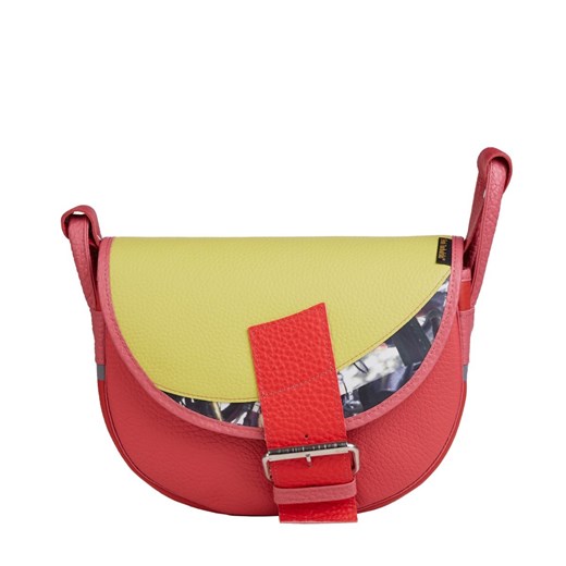 malinowo-cytrynowa damska torebka listonoszka skórzana na ramię F ze sklepu Słoń Torbalski w kategorii Listonoszki - zdjęcie 189283203