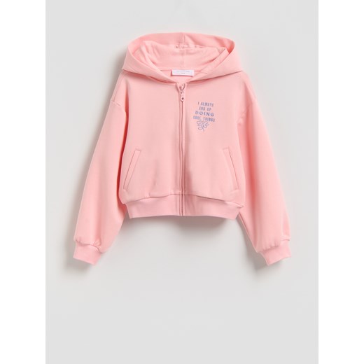 Reserved - Luźna bluza z kapturem - brzoskwiniowy ze sklepu Reserved w kategorii Bluzy dziewczęce - zdjęcie 189286343