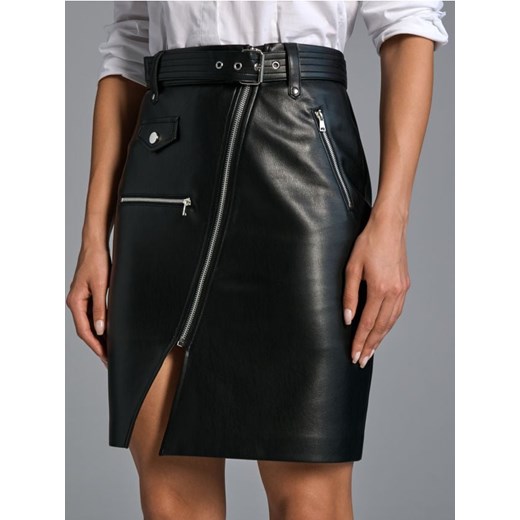 Sinsay - Spódnica z imitacji skóry - czarny Sinsay XL Sinsay