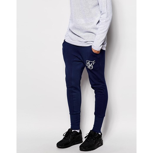 SikSilk Skinny Joggers In Pique - Navy