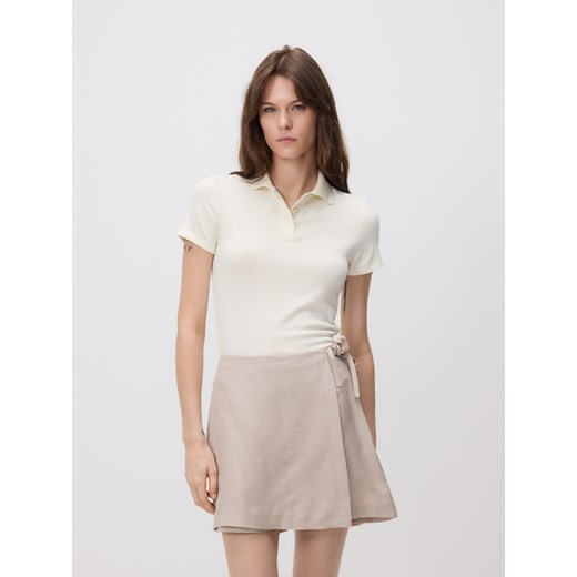 Reserved - Spódnico-szorty z lnem - beżowy ze sklepu Reserved w kategorii Spódnice - zdjęcie 189304440
