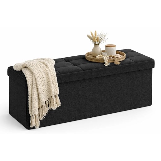 Czarna Duża Pufa Ze Schowkiem R2-S99 ze sklepu Edinos.pl w kategorii Pufy i siedziska - zdjęcie 189310281