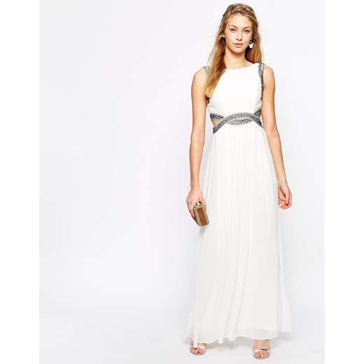 TFNC Maxi Dress With Embellishment and Cut Out Detail - Cream