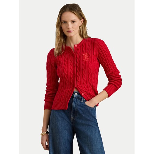 LAUREN RALPH LAUREN Kardigan 200932225015 Czerwony Regular Fit ze sklepu MODIVO w kategorii Swetry damskie - zdjęcie 189318591