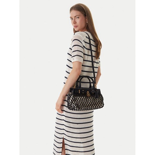 Torebka Tommy Hilfiger American Icon Mini Tote Macrame AW0AW18542 Czarny ze sklepu eobuwie.pl w kategorii Torebki worki - zdjęcie 189320934