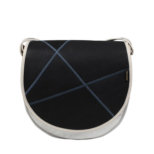 srebrna listonoszka damska listonoszka   z czarną klapą Zuza ze sklepu Słoń Torbalski w kategorii Listonoszki - zdjęcie 189323664